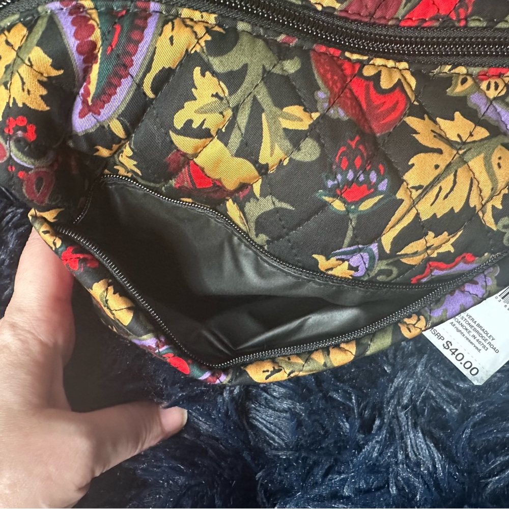 Vera Bradley Cosmetic Bag Midnight Garden Paisley - Large with side pocket - Picture 7 of 8
